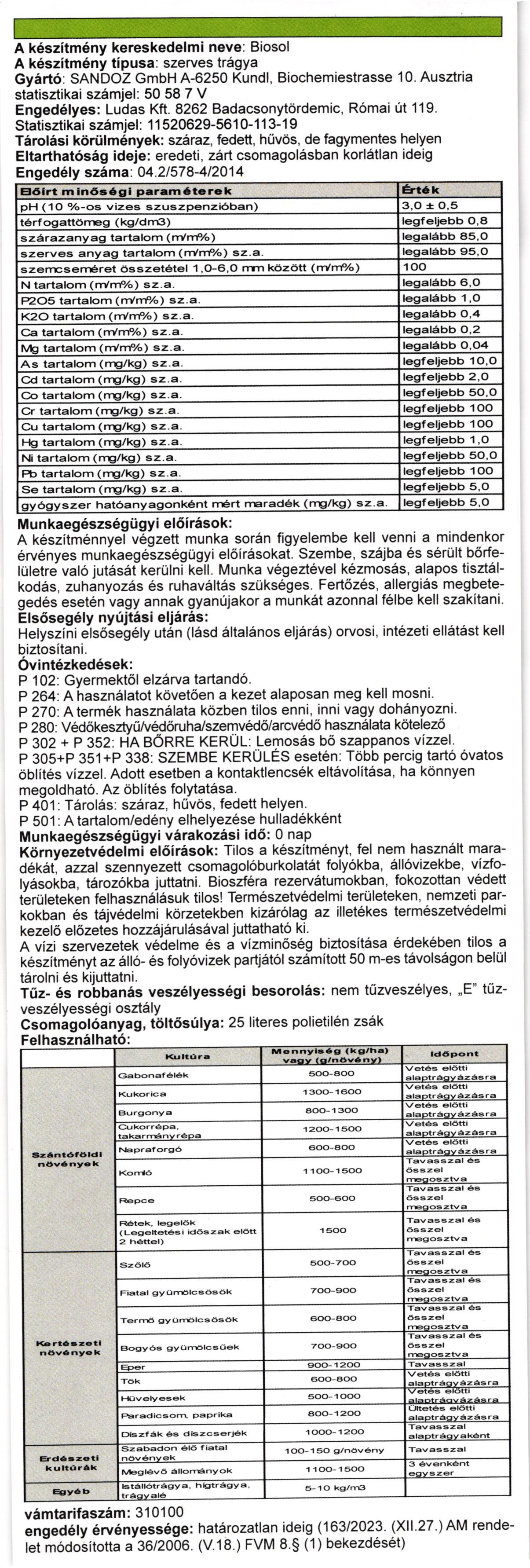 Biosol  25 kg