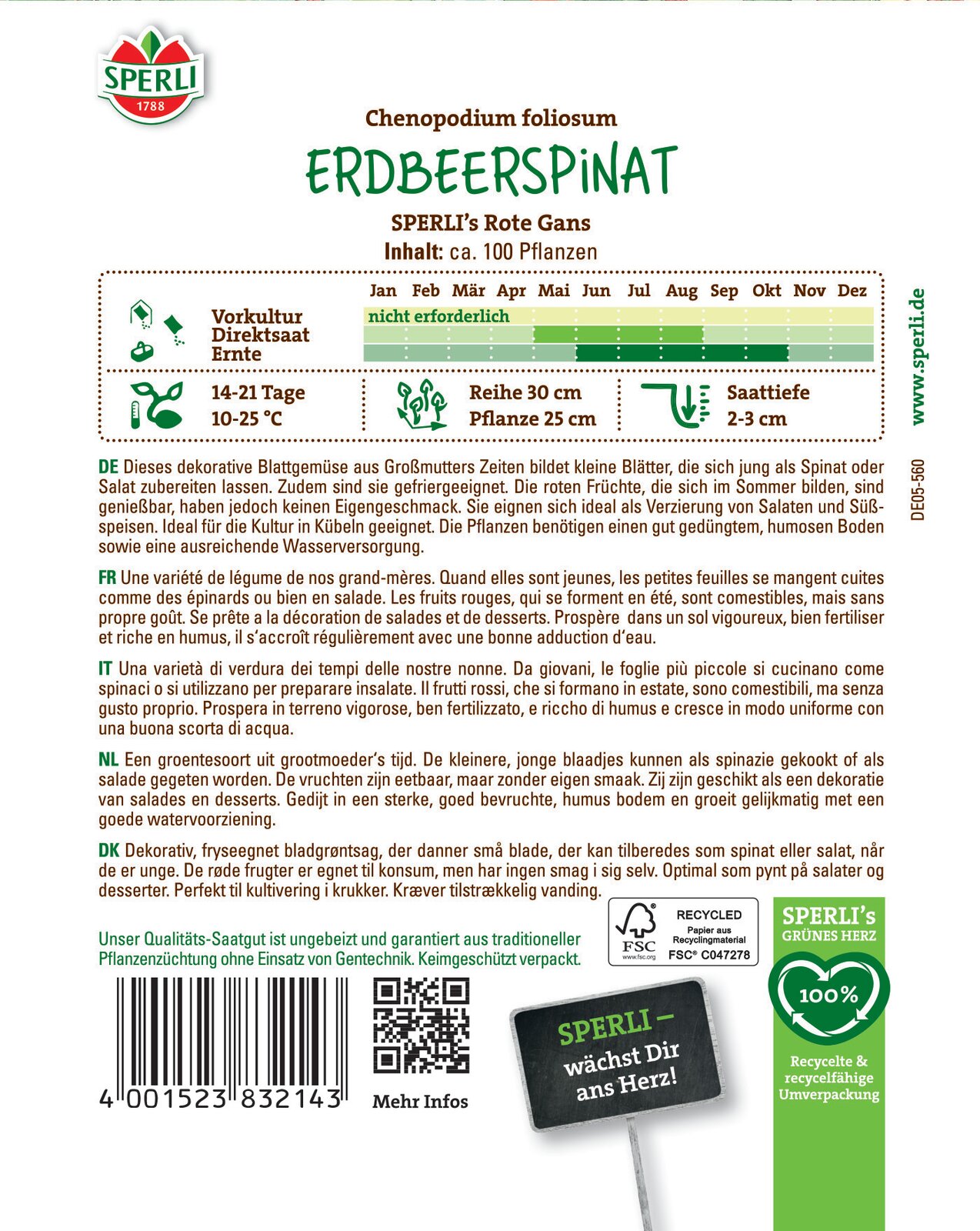 Eperspenót (leveles libatop) Rote Gans 100 szem Sperli