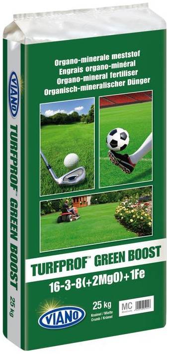  Îngrășământ organic Viano pentru gazon Turfprof Greenboost 16-3-8+2MgO+Fe 25 kg