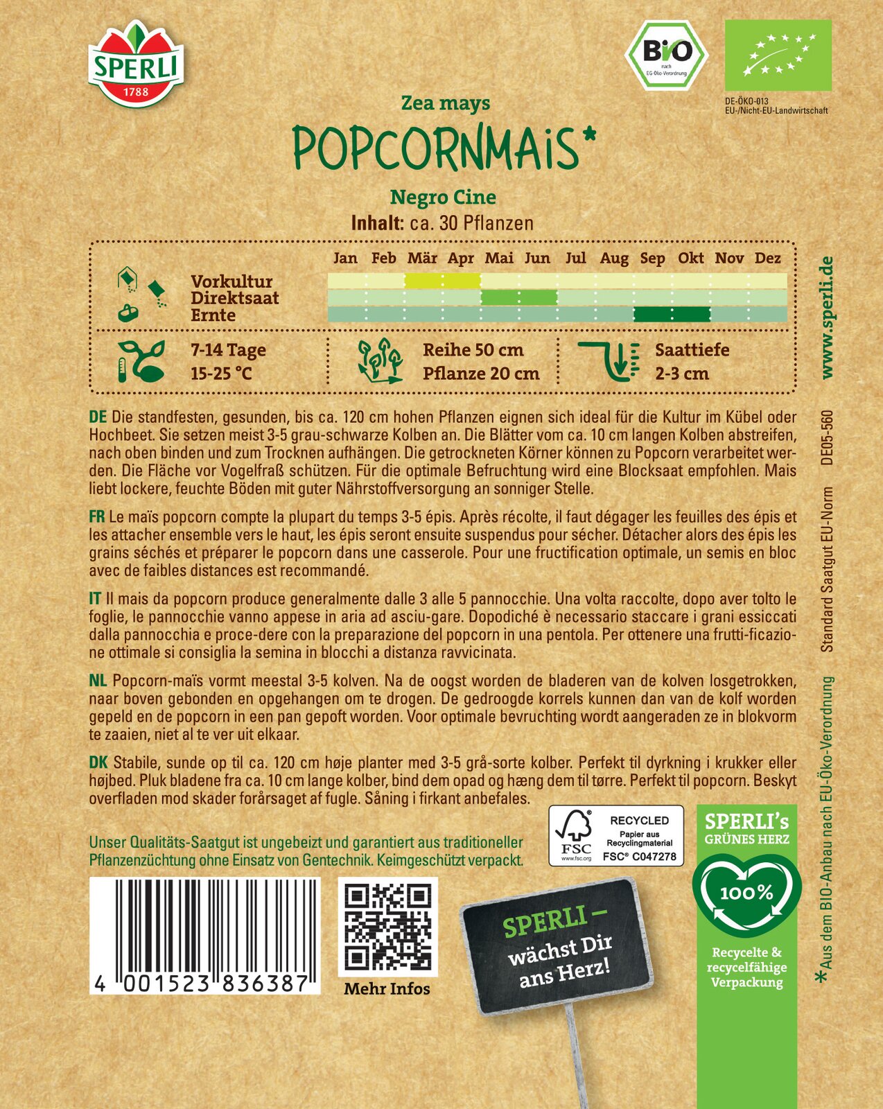 Popcorn organic Negro Cine Sperli aproximativ 30 de boabe