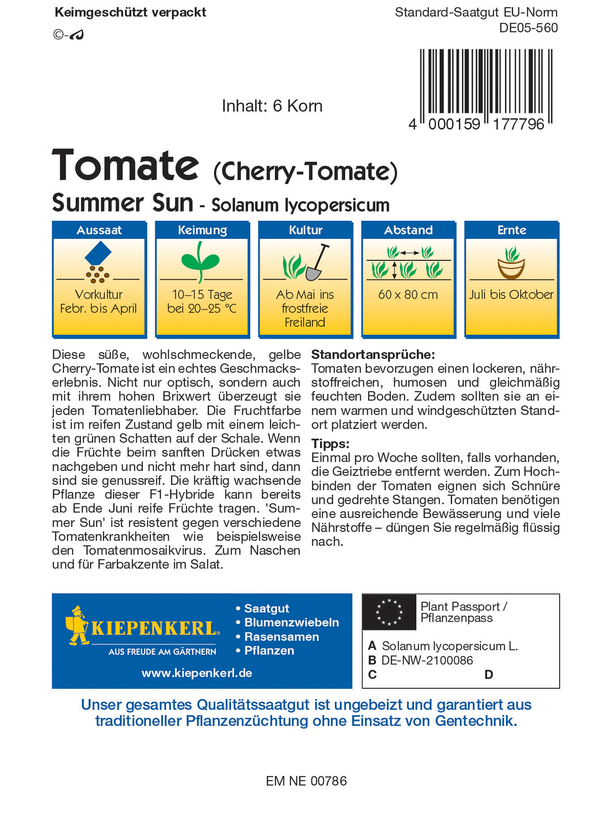 Roșii cherry Summer Sun Kiepenkerl 6 bucăți